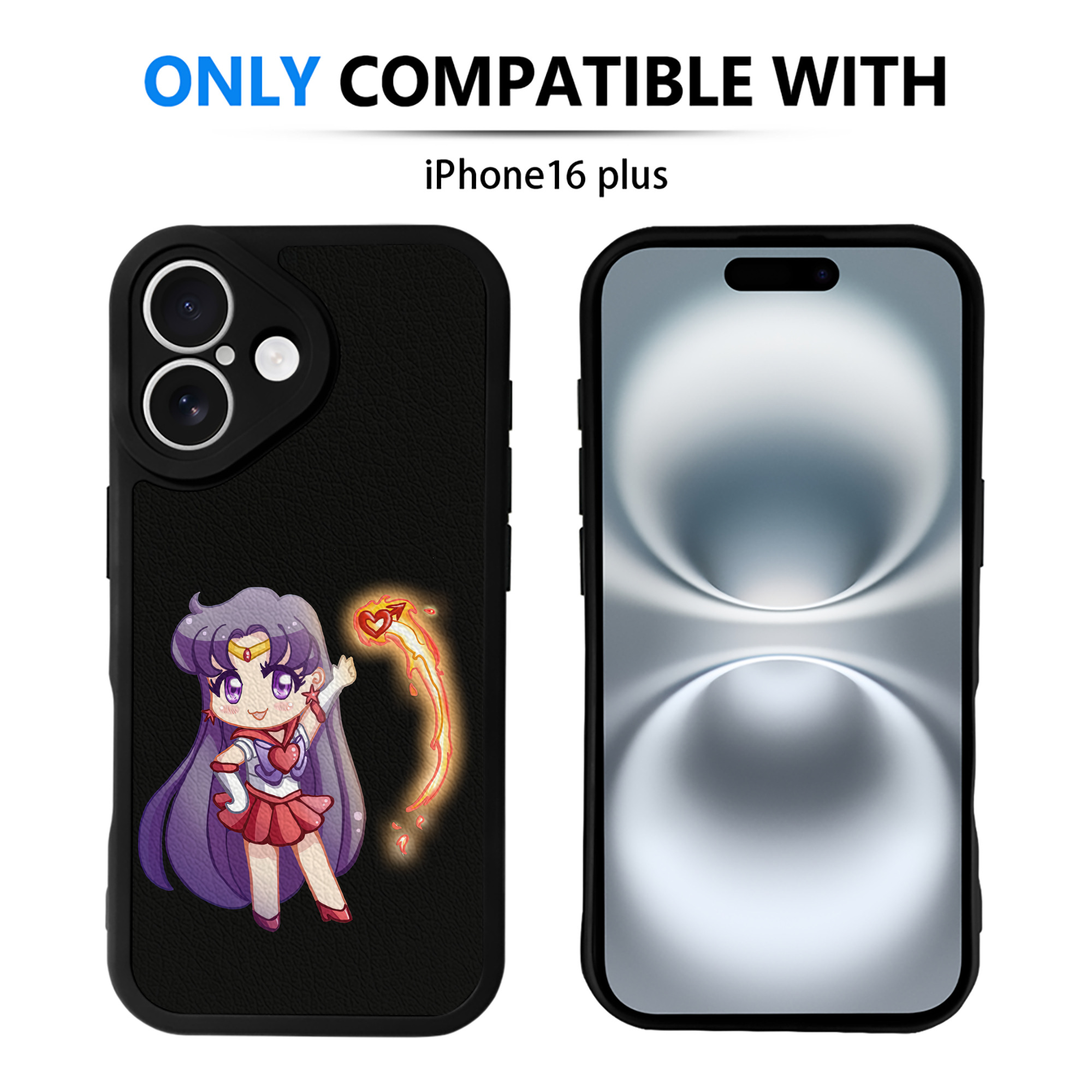 （画像用） 美少女戦士セーラームーン 火野レイ ひの レイ Sailor Moon Hino Rei （セーラーマーズ,Sailor Mars） 【iPhone 16シリーズ対応】シリコンスマホケース（レザー調） 材質：シリコン